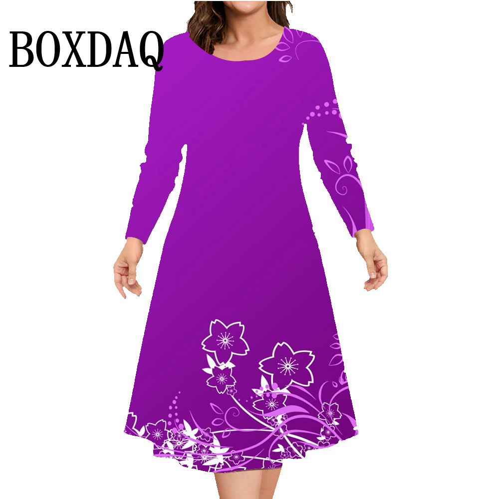 Robe trapèze ample imprimée à  - Winter Clothing For Plus Size Women avis et prix
