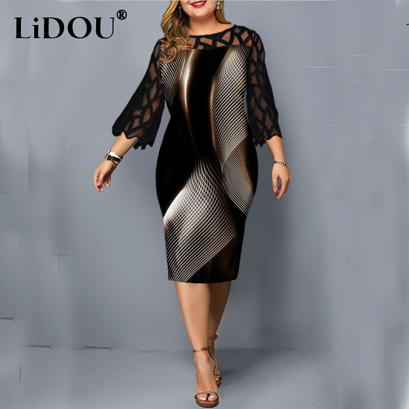 Robe en dentelle évidée pour f - Winter Clothing For Plus Size Women avis et prix